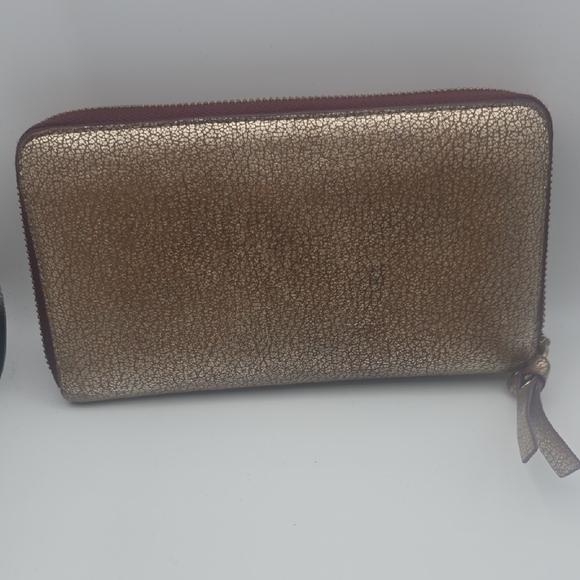 Jimmy Choo Metallic Gold & Burgundy Animal Print Long Wallet (VERY GOOD)❤️✨️ - Picture 10 of 11